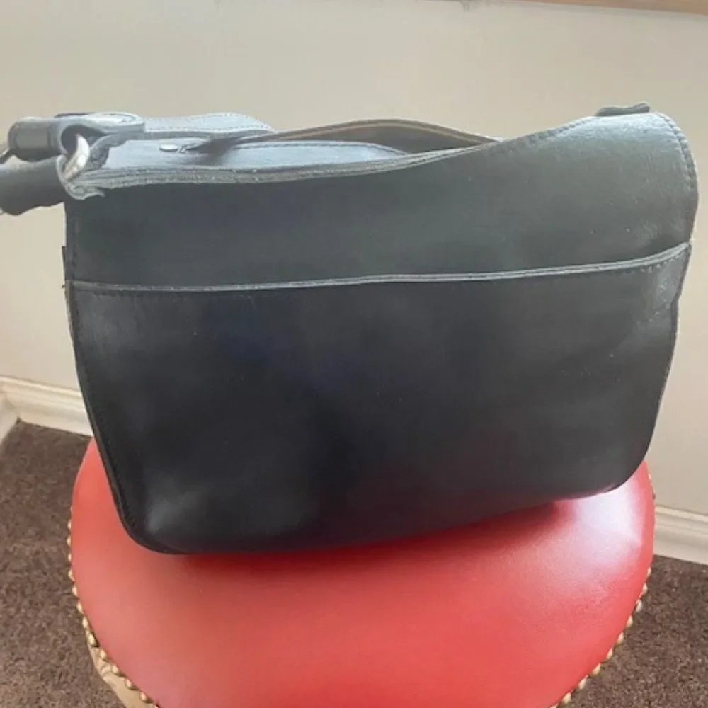 Patricia Nash Black London Smooth Leather Messenger Crossbody Bag - Picture 3 of 16